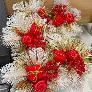 Festive Red and White Holiday Napkin Rings
